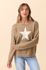 Callie White Star Beige Sweater