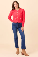 Addy Scoop Neck Cherry Red Cardigan SALE