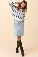 Charity Blue Flower Sweater