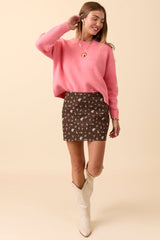 Dena Solid Coral Crewneck Sweater FINAL SALE
