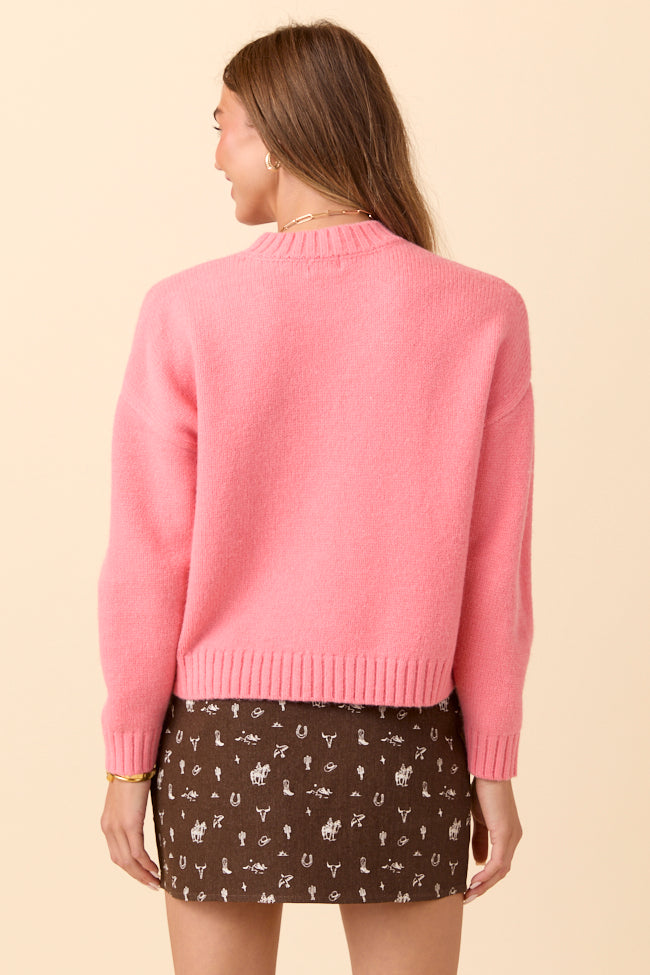 Dena Solid Coral Crewneck Sweater FINAL SALE
