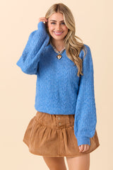 Sherri Blue Cable Knit Sweater