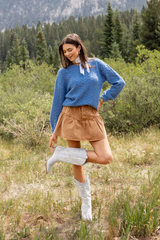 Sherri Blue Cable Knit Sweater