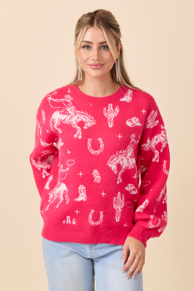 Virginia Pink Western Icon Crewneck Sweater FINAL SALE