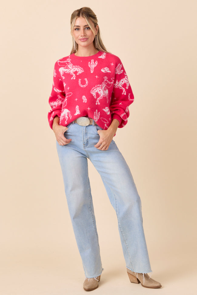 Virginia Pink Western Icon Crewneck Sweater FINAL SALE