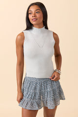 Farrah Seafoam Mock Neck Sweater Tank