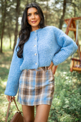 Taye Blue Chunky Boucle Cardigan FINAL SALE