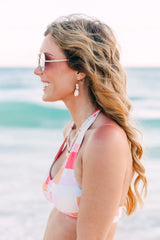 Gossip On Deck Halter Neck In Tori Patch Bikini Top FINAL SALE