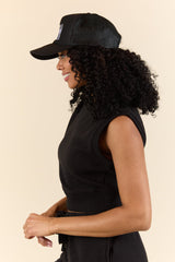 All Star Black Fitted Banded Waist Sleeveless Crop Top