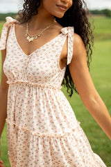 Sweetly Tied Tie Shoulder Floral Pink Dress FINAL SALE