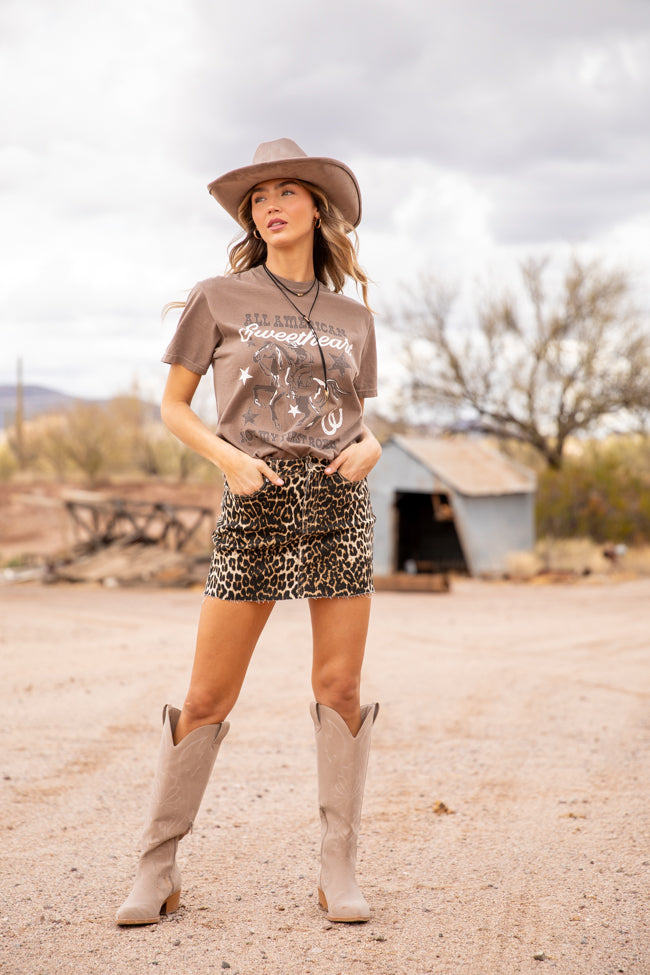 All American Sweetheart Brown Graphic Tee