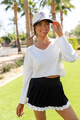 No Bad Days White Drop Shoulder V-Neck Pullover FINAL SALE