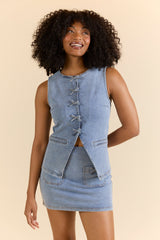 Western Ties Bow Denim Vest