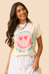 Teach To Inspire Smiley Ivory Graphic Tee
