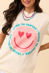 Teach To Inspire Smiley Ivory Graphic Tee