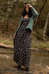 Jalissa Black Floral Criss Cross Back Maxi Dress