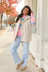 Best Bet Cream Oversized Puffer Vest SALE