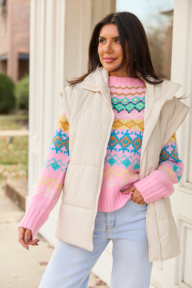 Best Bet Cream Oversized Puffer Vest SALE