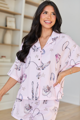 Skye Oversized Pink Western Print Pajama Top SALE