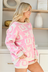 Jolene Pink Western Icon Lounge Sweater
