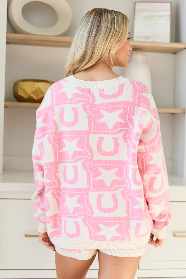 Jolene Pink Western Icon Lounge Sweater