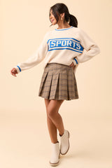 Delaney Cream and Cobalt Go Sports Sweater FINAL SALE