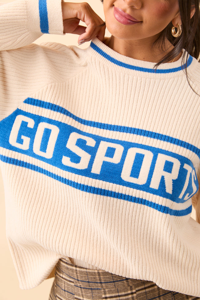 Delaney Cream and Cobalt Go Sports Sweater FINAL SALE