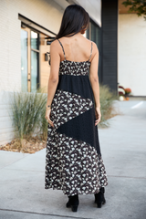 Irene Black Patchwork Maxi Dress