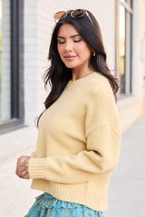 Dena Solid Maize Yellow Crewneck Sweater SALE