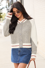 Jordan Grey Bomber Cardigan Sweater SALE