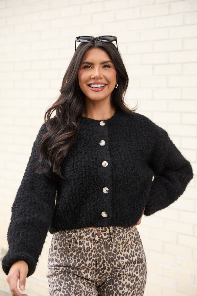 Taye Black Chunky Boucle Cardigan FINAL SALE