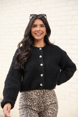 Taye Black Chunky Boucle Cardigan FINAL SALE