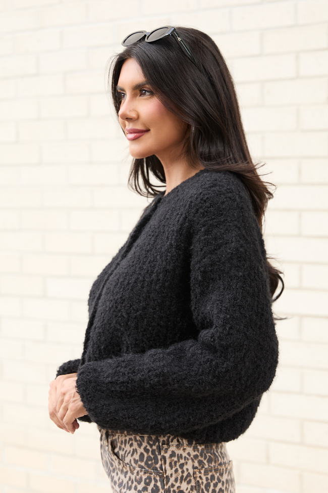 Taye Black Chunky Boucle Cardigan FINAL SALE