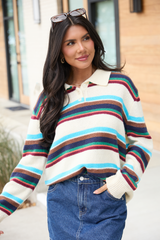 Thelma Brown And Blue Striped Sweater FINAL SALE