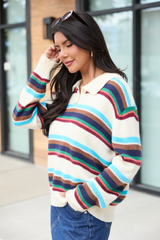 Thelma Brown And Blue Striped Sweater FINAL SALE