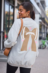 Football Bow Light Grey Graphic Sweatshirt