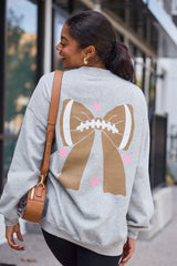 Football Bow Light Grey Graphic Sweatshirt