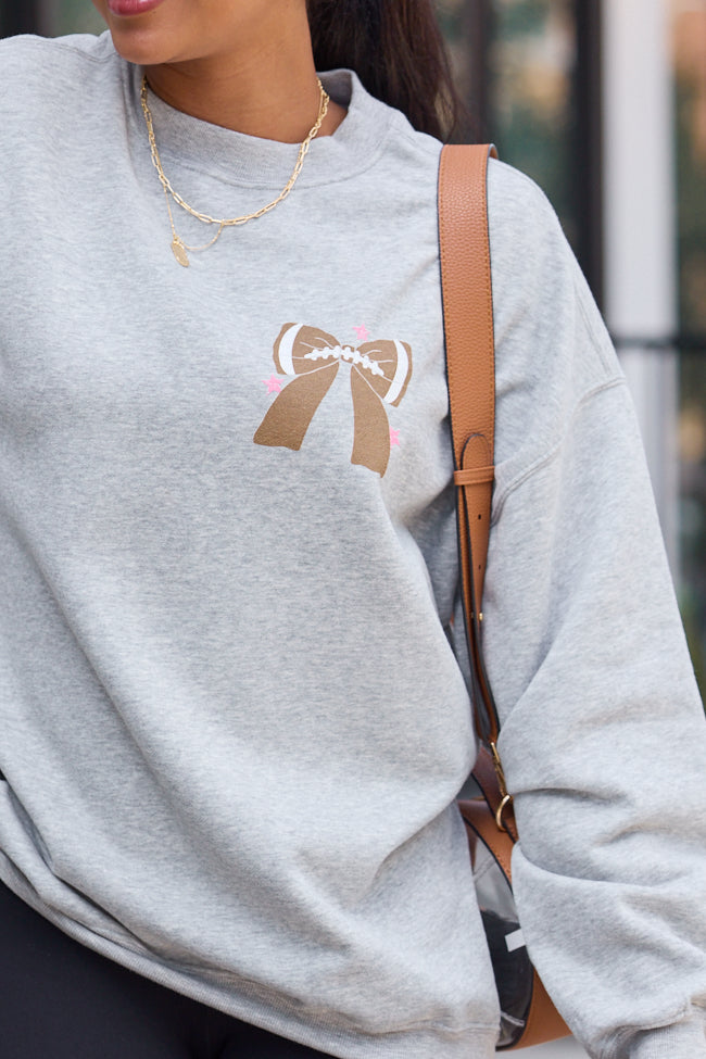 Football Bow Light Grey Graphic Sweatshirt