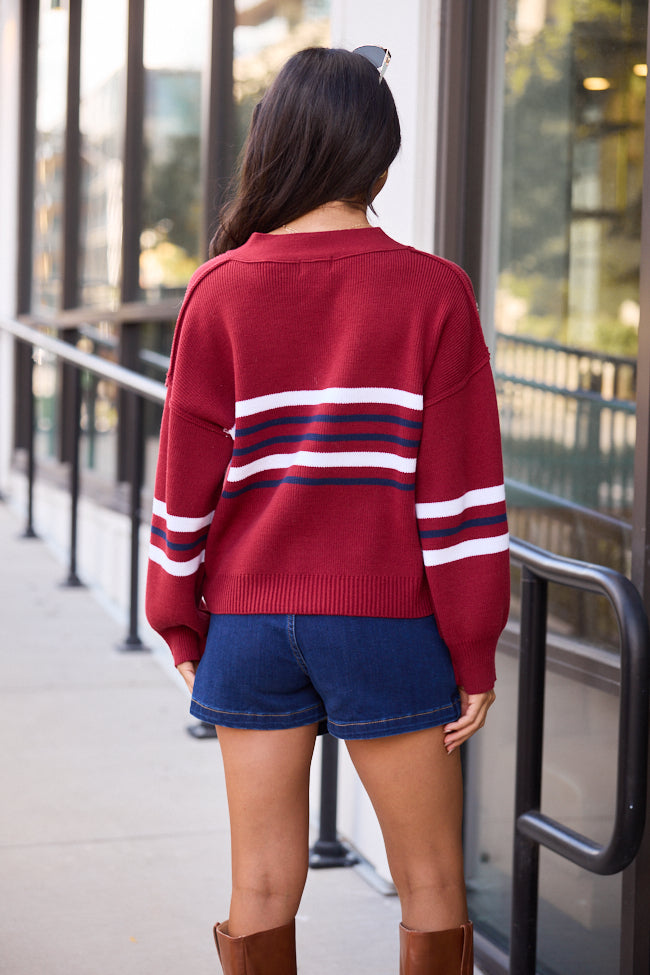 Zia Red Multi Stripe Varsity Cardigan FINAL SALE