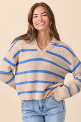 Carter Beige And Blue Striped Sweater SALE