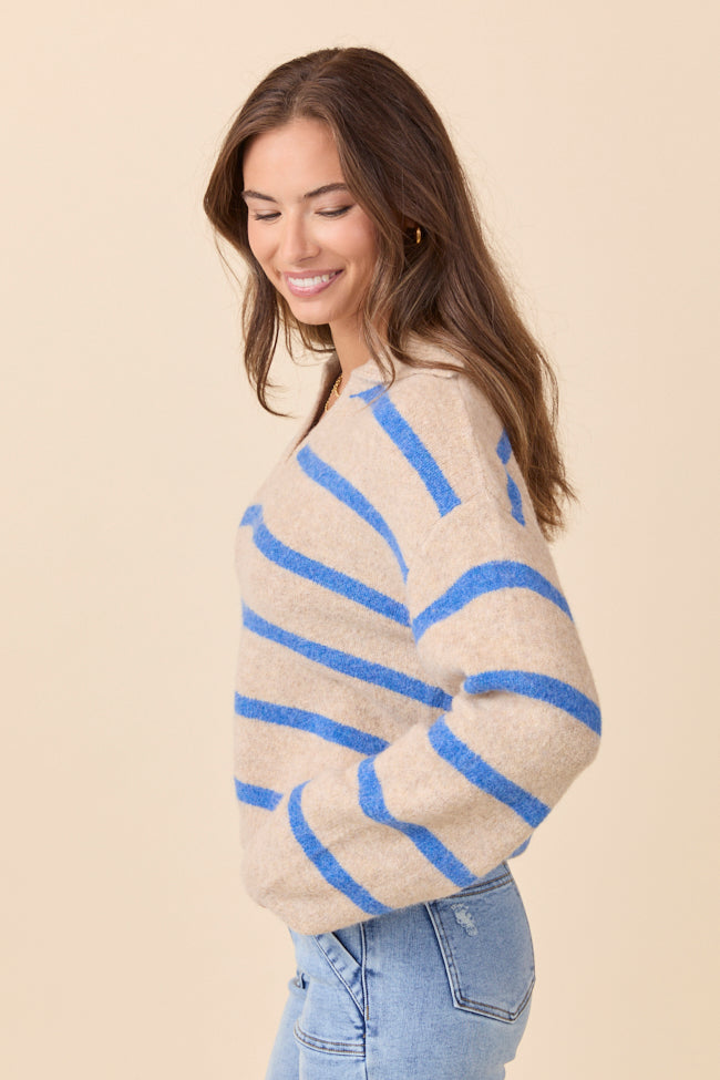 Carter Beige And Blue Striped Sweater SALE
