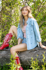 Born To Shine Star Denim Shirt FINAL SALE