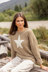 Callie White Star Beige Sweater