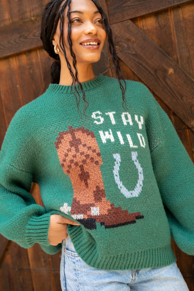 Gail Forest Green Stay Wild Pullover FINAL SALE