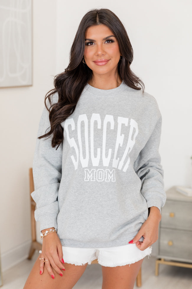 Soccer Mom Block Light Grey Graphic Sweatshirt