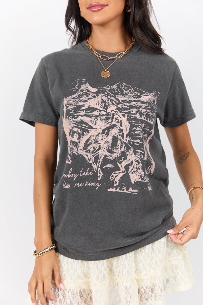 Cowboy Take Me Away Dark Grey Graphic Tee