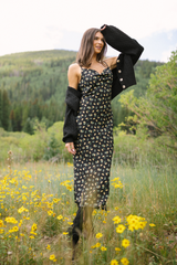 Bianca Black Floral Slip Dress